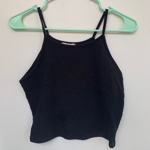 Black Ribbed Crop Top